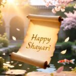 Bright, cheerful background with ‘Happy Shayari’ text.