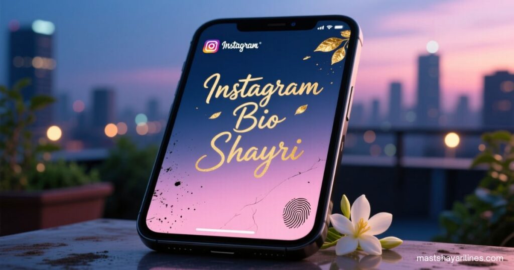 Instagram bio shayari text on a stylish background.