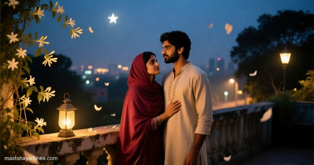 Romantic shayari expressing love and emotions.