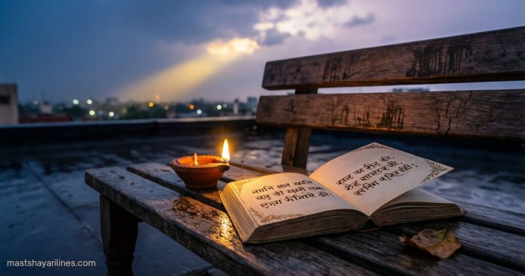 Minimal image reflecting life and emotions through two-line shayari.