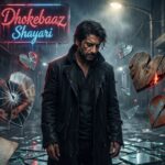 A lone figure in shadows, surrounded by broken hearts, reflecting betrayal and heartbreak.