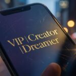 Instagram bio with a stylish VIP font on a smartphone screen.