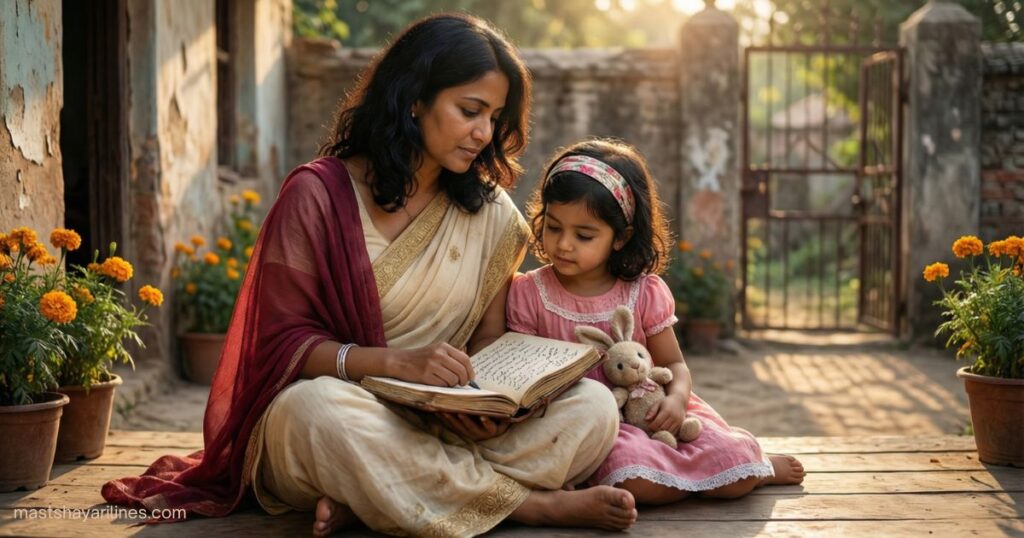 “Mother and daughter sharing a loving moment.”
