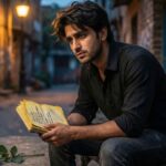 "Thoughtful person alone, reflecting selfishness and betrayal — Matlabi Shayari in Hindi."