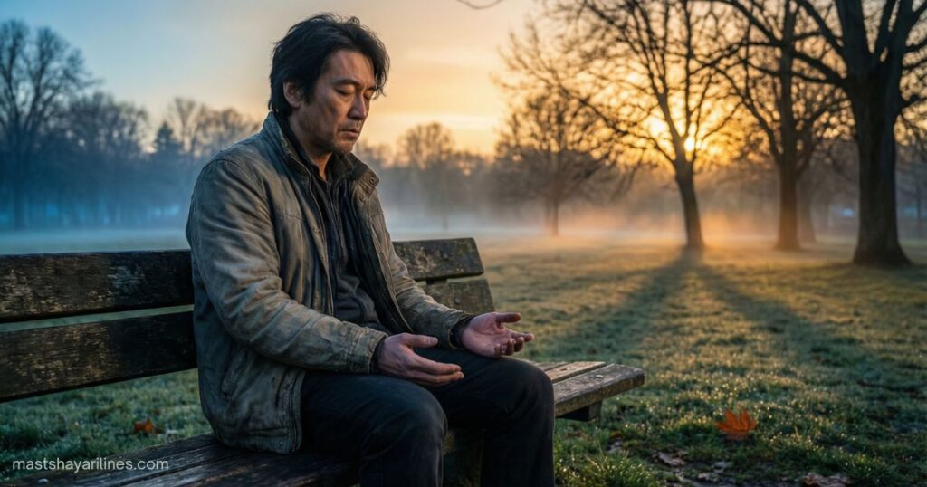 तन्हाई में डूबा एक अकेला इंसान।