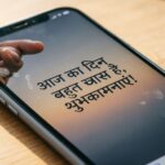 “Facebook status in Hindi on a smartphone screen.”