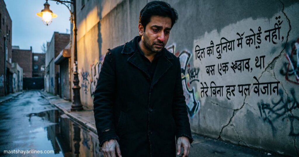 A lone figure under dim light, reflecting loneliness and betrayal.