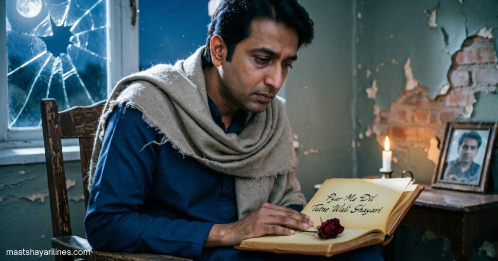 A lonely figure sitting in dim light, reflecting heartbreak.