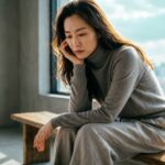 Person sitting quietly, reflecting deep emotions and silence.